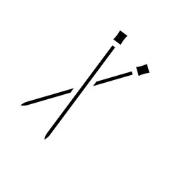 knitting needles slow living glyph icon vector illustration