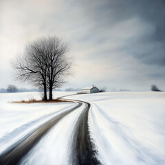 Obraz premium winter, schnee, road, erkältung, baum, landschaft, natur, wald, weiß, himmel, frost, eis, jahreszeit, blau, schneebedeckt, baum, gefroren, park, bäuerlich, holz, day, sonne, gegend, bahn, szene