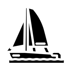 keelboat modern sailing sport glyph icon vector illustration