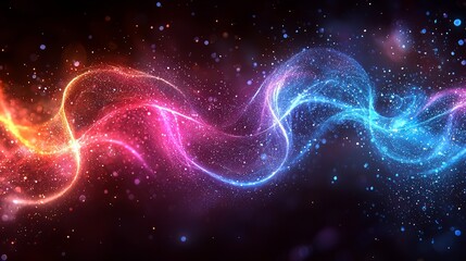 A colorful abstract background with glowing lines and stars