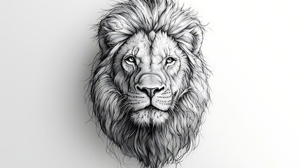 Lion Head Sketch for White Background.