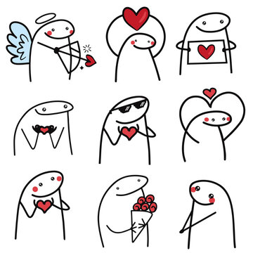 Digital Flork Valentine's Day with line drawings design