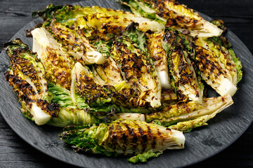 Grilled little gem lettuce. Healthy Low carb side dish