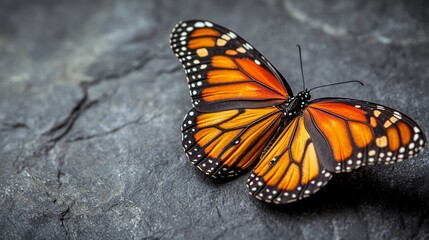 Fototapeta premium A close up of a butterfly on a rock