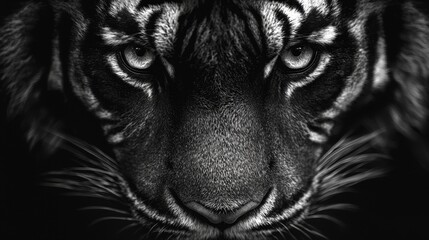 Obraz premium A black and white photo of a tiger's face