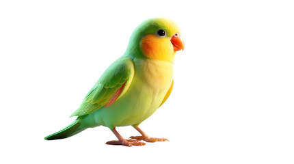 Vibrant Green and Yellow Bird Perched on a Transparent Background, Ideal for Nature and Wildlif