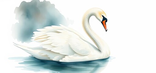 Obraz premium Elegant White Swan on Calm Water Serene Nature Scene
