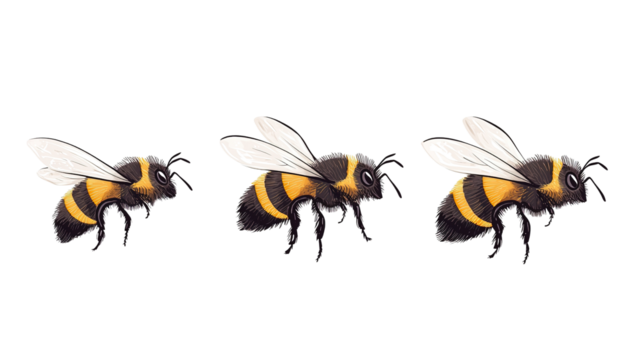 Playful bee animation garden clipart cheerful environment close-up whimsical concept for children