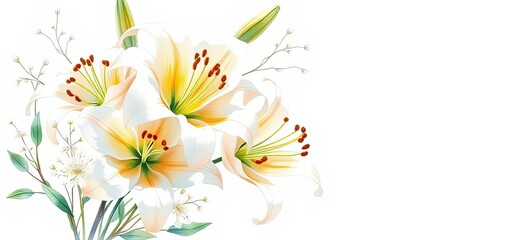 Obraz premium Elegant White Lilies Floral Arrangement Spring Blooms Wedding Decor