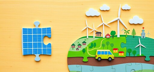 Green Energy Puzzle Solar Wind Power Eco Village