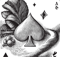 Illustrations Ace of spades black, casino tempale design vector