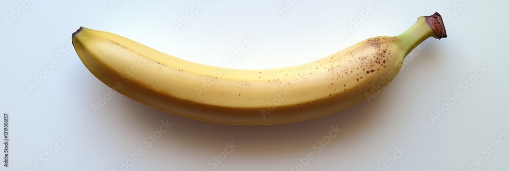 Poster single ripe banana on minimalist background in soft natural light showcasing clean design principles