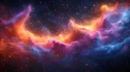 Naklejka premium Cosmic explosion of Holi powders in vibrant colors with dust and smoke creating a dynamic motion effect set against a dark abstract background