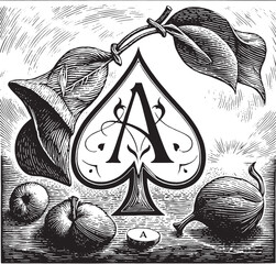 Ace of spades black illustrations, casino tempale design vector