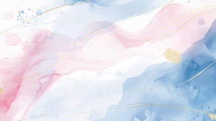 Obraz premium Delicate swirls of pink and blue merge seamlessly with subtle golden lines, creating an elegant and calming abstract design ideal for various creative projects