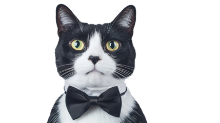 Charming cat in bowtie clipart illustration playful atmosphere eye-level view fun concept