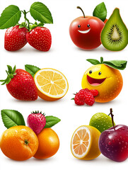 Happy Fruits With Smiling Faces Create a Cheerful Summer Pattern on a Bright Background for Joyful Vibes