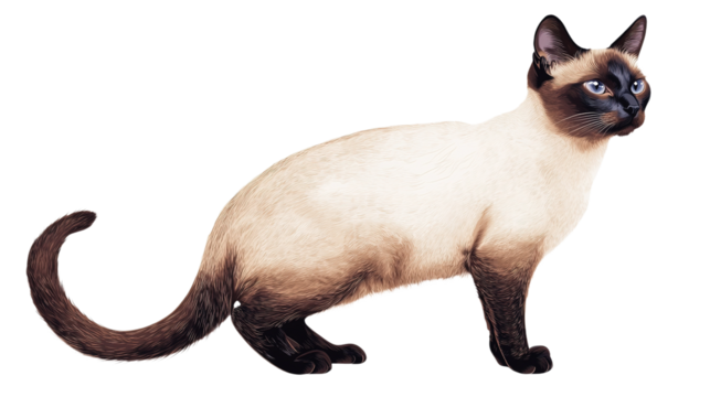Siamese cat clipart graphic art digital design clean environment front view pet concept