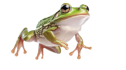 Joyful cartoon frog leaping midair fun illustration playful environment creative concept