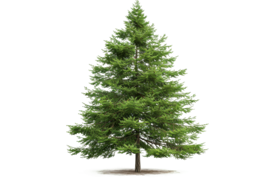 Mature cedar tree with a broad canopy and dense branches isolated on transparent background