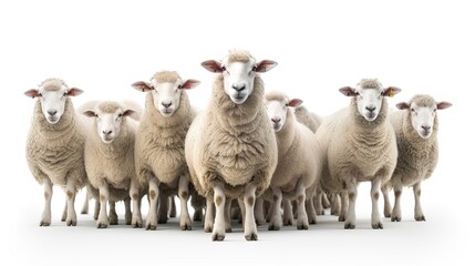 A photo of a flock of white sheep