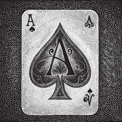Ace of spades black in retro style, casino logo design vector
