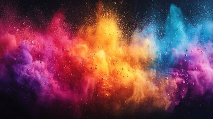 Fototapeta premium Creative design of Holi powders in motion with vibrant colors splashing and blending together set against a minimalist and abstract background