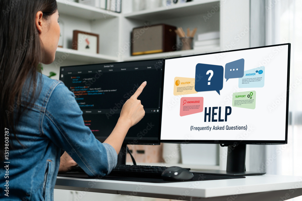 Poster help screen on the website provide answer to faq frequently asked question brisk with knowledge info