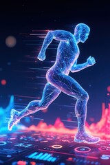 Fototapeta premium a man running on a glowing background