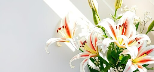 Obraz premium Elegant White Lilies Bouquet Flowers Spring Summer Nature Blossom Floral Arrangement Beauty Still