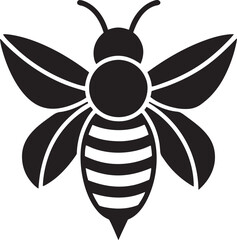 Black bee silhouette vector on white background