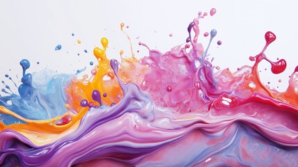 Colorful Abstract Paint Splash with Vibrant Swirls and Dynamic Fluid Motion