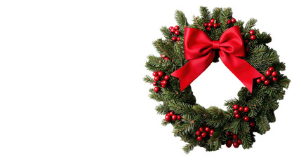 Festive action handmade christmas wreath with pine and berries home decor indoor close-up holiday spirit