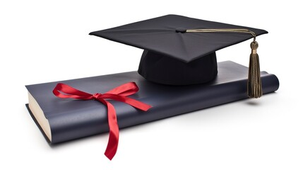 A photo of a graduation cap and diploma