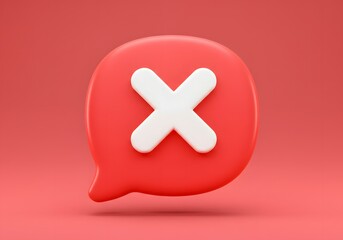 Fototapeta premium Bold Red Cross Icon on Glossy 3D Bubble.