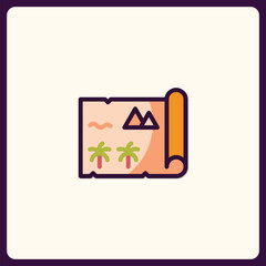 Tropical Island Map Icon Depicting Adventure and Exploration Concept