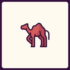 Stylized desert animal illustration featuring a prominent camel outline icon