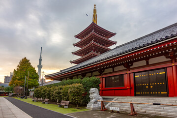 Pagoda of Senso-ji temple in Asakusa, Tokyo, Japan