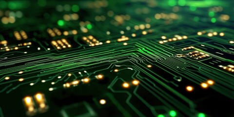 Obraz premium Computer motherboard circuitry and technology components