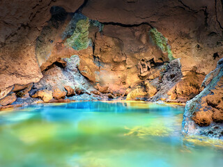 A Private Sinkhole Illuminated at Night in Florida