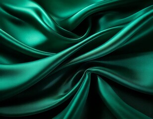 Fototapeta premium сlose-up of luxurious silk fabric in deep emerald green