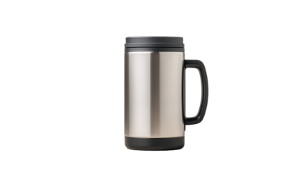 Sleek stainless steel mug mockup product photography minimalist design modern aesthetic