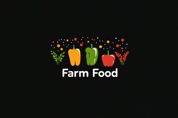 Bright graphic layout for farm food advertising showcasing colorful vegetables