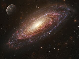 Obraz premium Moon for Spiral Galaxy, Cosmic Space.