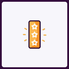 Stylish rating sign displaying a trio of luminous star symbols icon