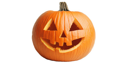 Fototapeta premium Spooky carved jack-o'-lantern pumpkin halloween celebration food art studio background close-up view festive spirit