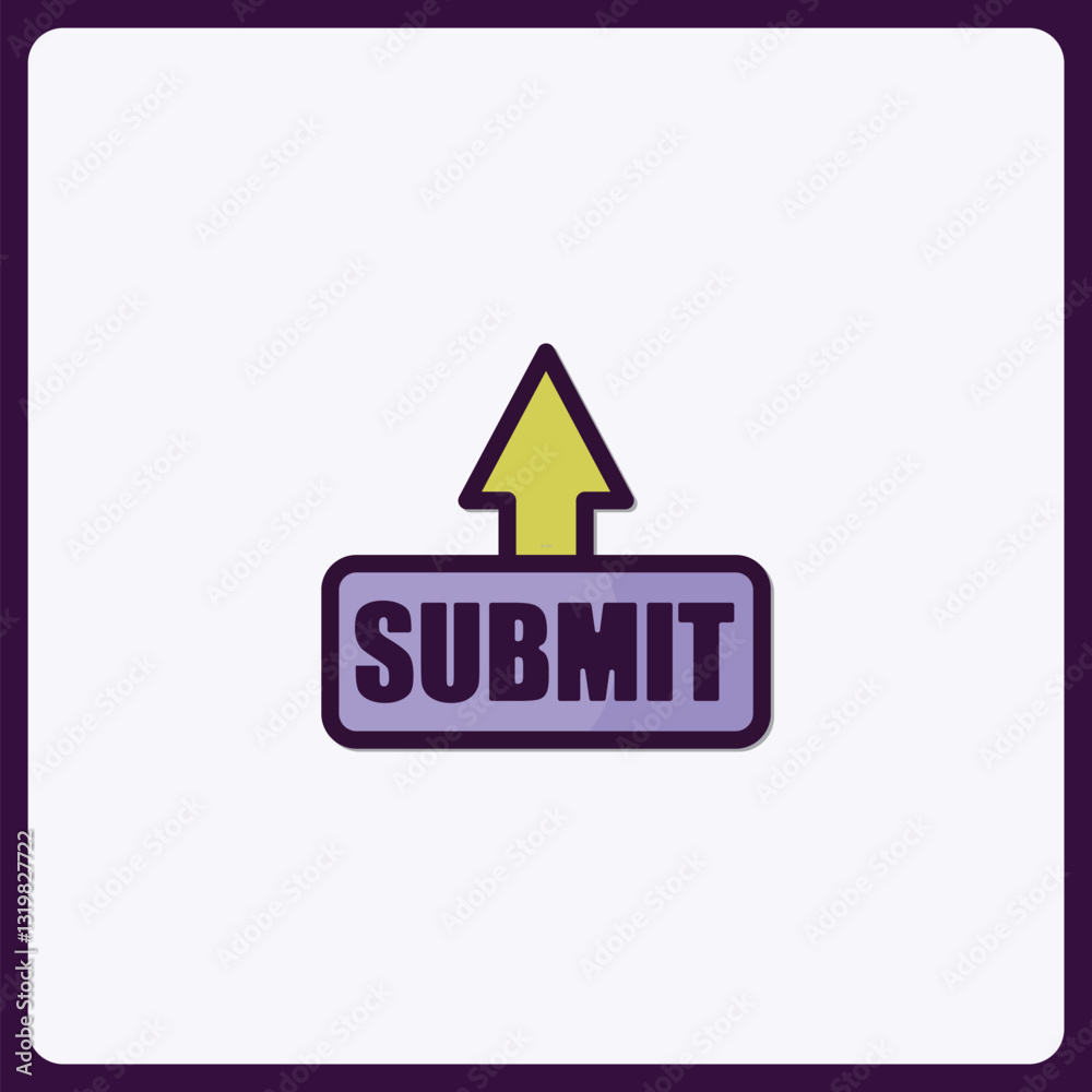 Poster submit request graphic element with arrow pointing upwards for online tasks