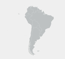 blank grey map of south america divided into countries