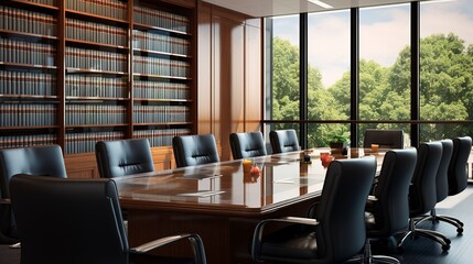 A photo of a law firm's conference room