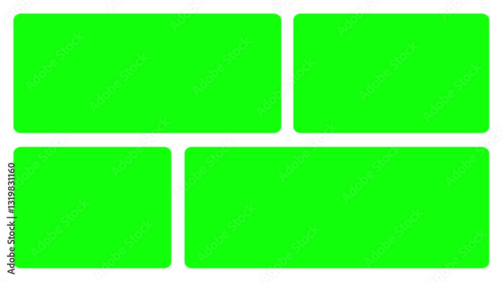 Wall mural collage or grid green screen 4k animation native design elements, simple bento grid ui layout design